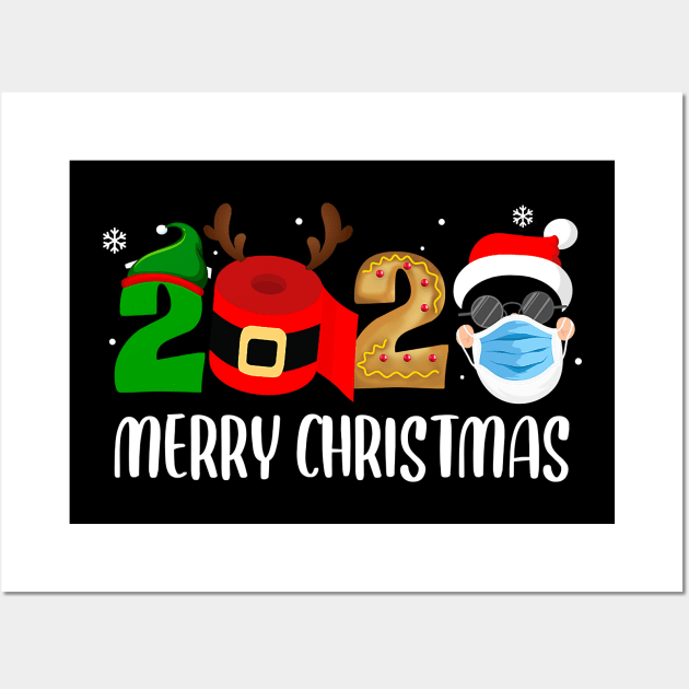 Merry Christmas 2020 Quarantine Santa ELF Reindeer Mask Wall Art by lostbearstudios